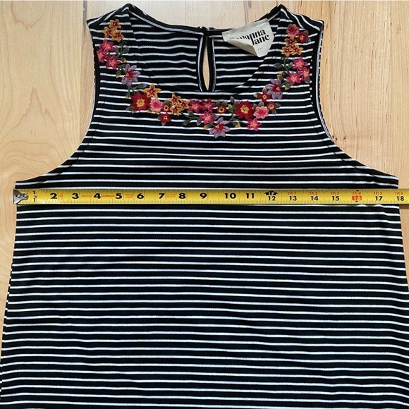 Savannah Jane Striped with Floral Embroidered Tank Top - Picture 9 of 9